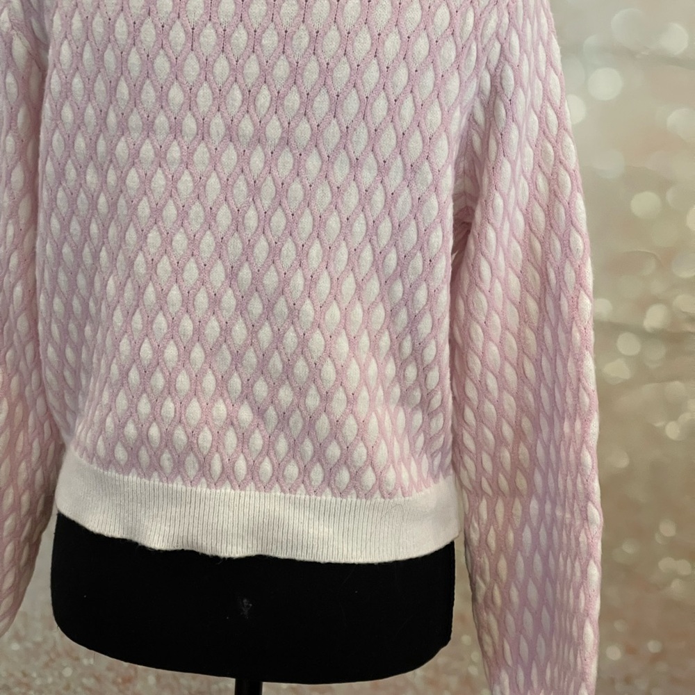 Pepin Pink and White Textured Crewneck Sweater - Picture 4 of 9